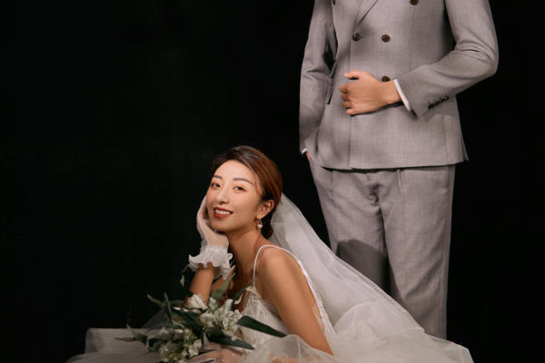 室内，韩式婚纱照，白纱