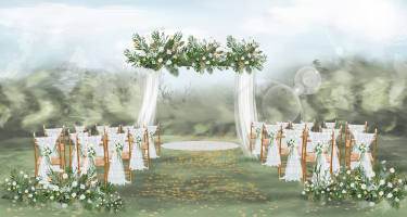 【三亚婚礼】白绿色系唯美婚礼现场