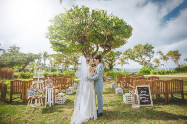 冲绳浪漫月光海滩草坪婚礼