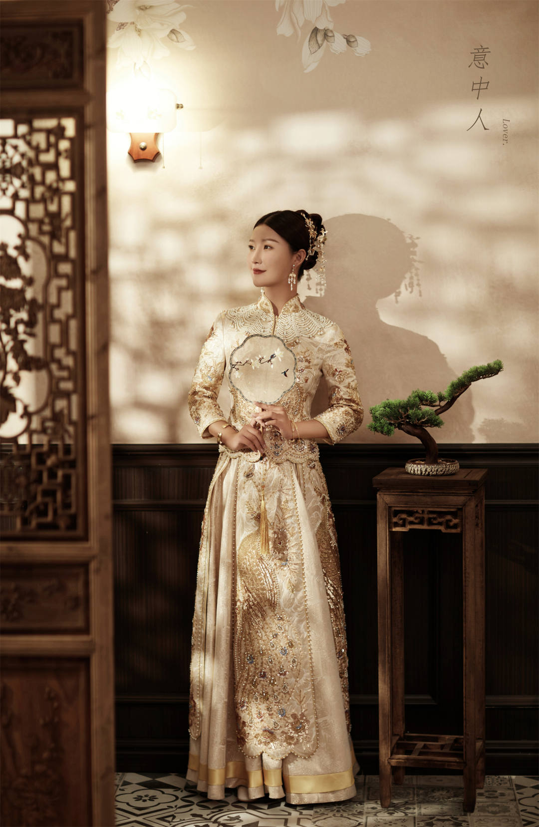 单人中式婚纱照图片