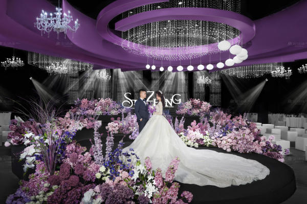 高贵优雅的紫色系韩式水晶婚礼