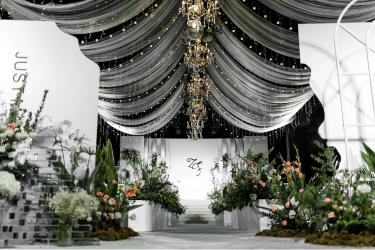 会爱婚礼·白绿色室内主题吊顶婚礼·唯美婚礼