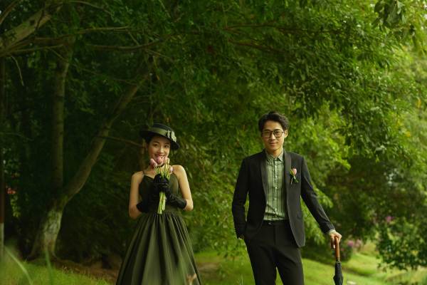 轻复古·法式森系绿裙婚纱照优雅又浪漫～