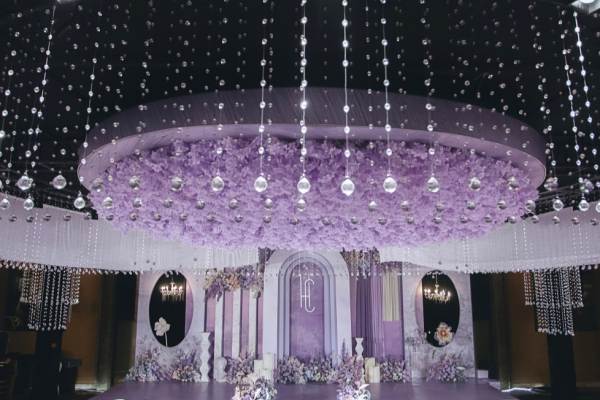 静享派紫色油画风水晶婚礼
